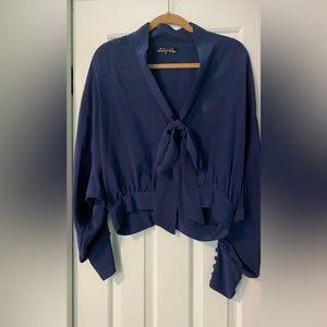 Silk tie blouse